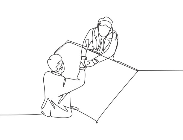 单线画商家握手图片下载