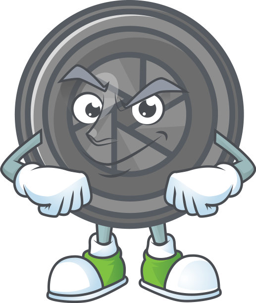 相机镜头吉祥物与傻笑的脸图标图片下载