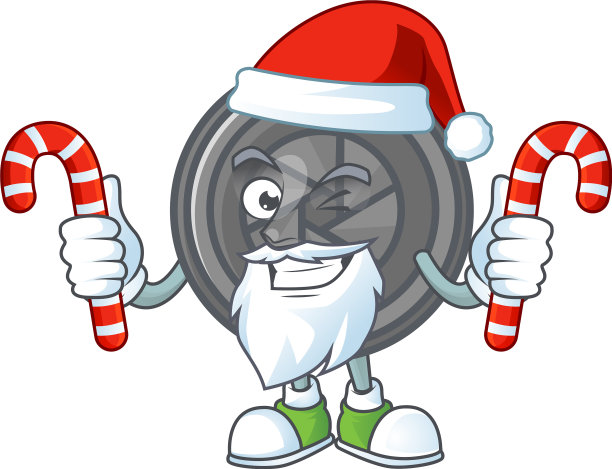 卡通镜头在圣诞老人服装和糖果图片下载