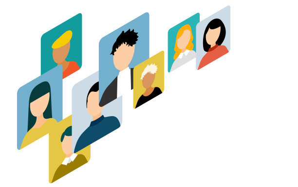 等距的，屏幕另一边的人的图像插图图片下载