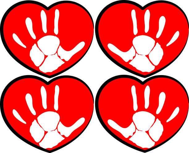 矢量心形与手印图标设计图片下载