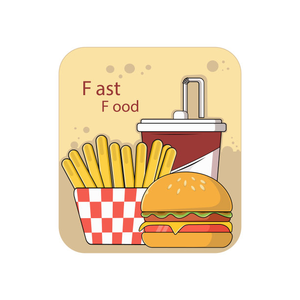 平面设计快餐中的平面线条艺术设计图片下载