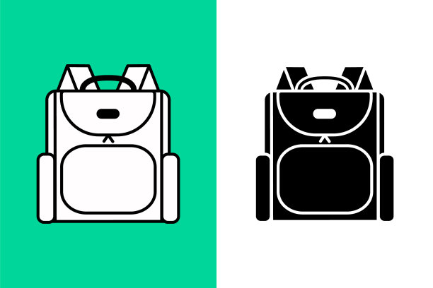 背包图标在独立的背景线上图片下载