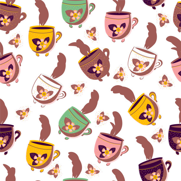 杯子图案可爱的杯子与茶的图案图片下载