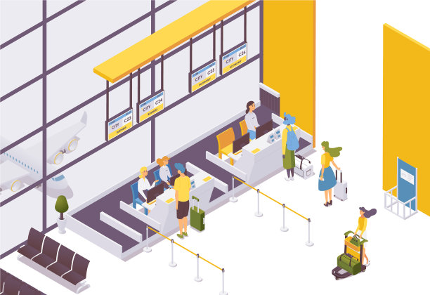 等距机场值机服务台图片下载
