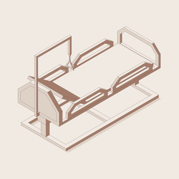 医院病床等距轮廓式后视图图片下载