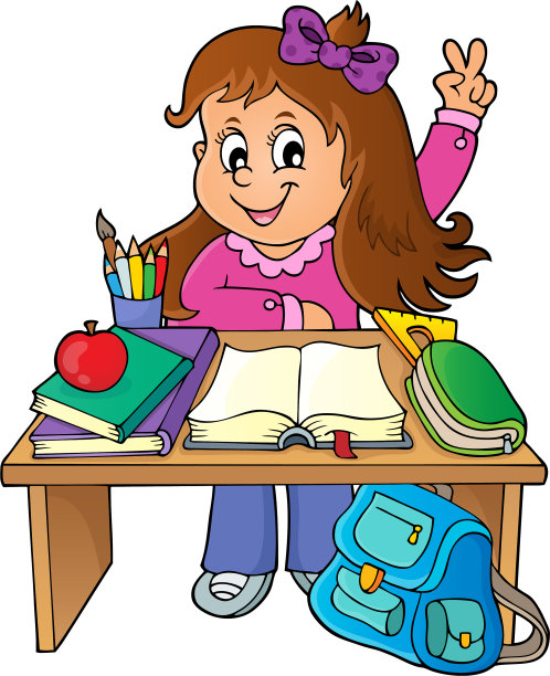 课桌后面的女孩主题形象1图片下载