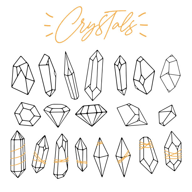 套各种线性晶体，钻石，宝石，矿物，水钻，诞生石。图片下载