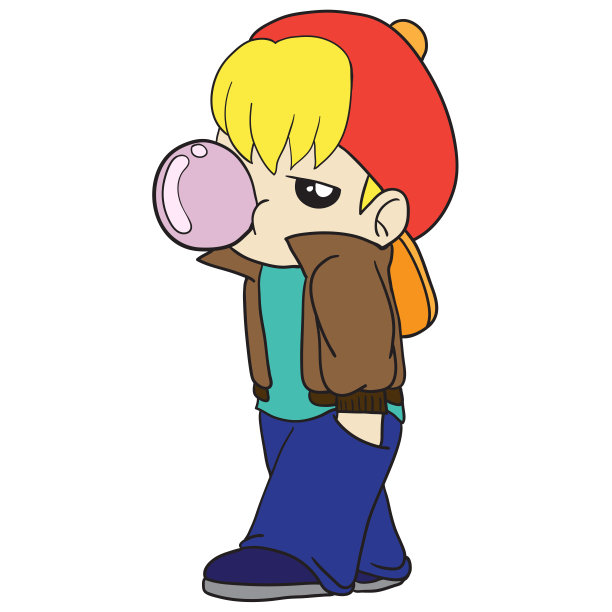 男孩吹口香糖图片下载