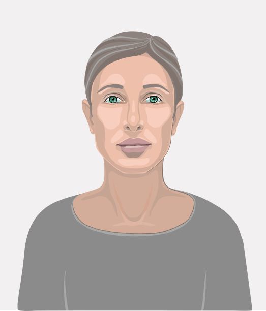 美丽的女孩或女人的脸，没有化妆，皮肤干净，短发或头发向后。孤立的矢量图图片下载