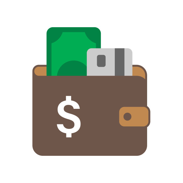 钱包颜色的平面插图孤立的白色背景。钱包与金钱、信用卡和美元符号矢量图标的web和UI设计，移动应用程序和打印产品图片下载