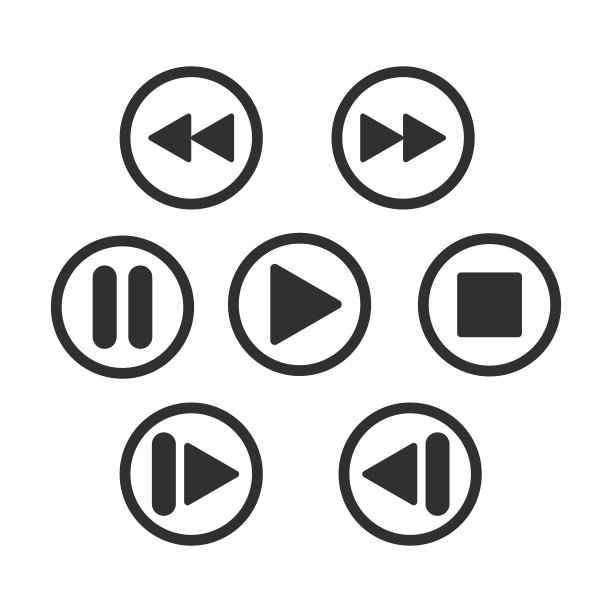 媒体播放器控制按钮图标隔离在白色背景上。矢量插图。图片下载