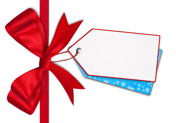 礼品卡注意与丝带在孤立的背景图片下载