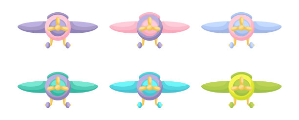 收集可爱的卡通宝宝飞机隔离图片下载