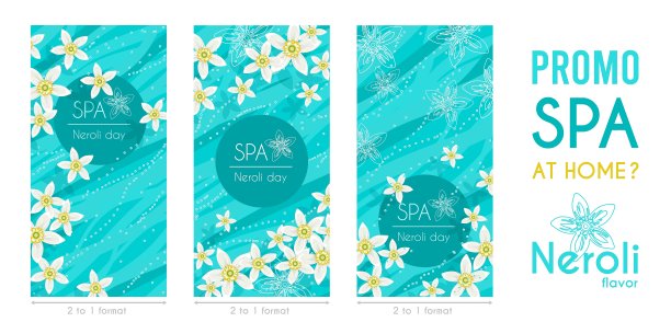 促销美容产品垂直模板，白色橙花花图片下载