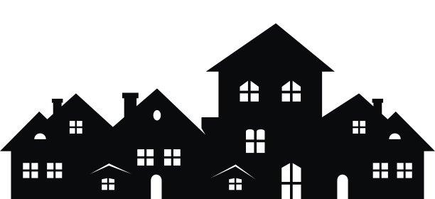 黑色城镇，剪影，矢量图标图片下载