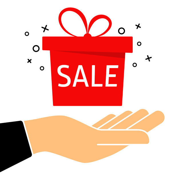 礼盒上印有促销文字、折扣、扁平样式。特别优惠的假期。息票出售。矢量图图片下载