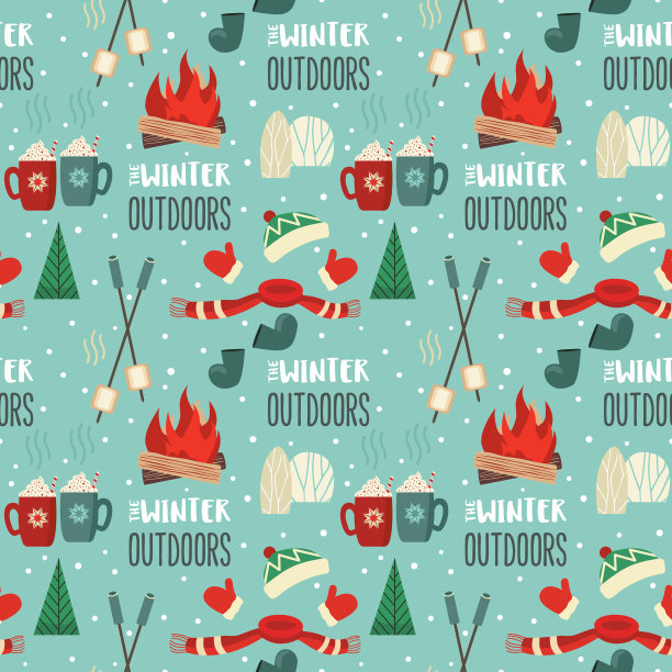 冬季户外休闲乐趣无缝矢量格局图片下载