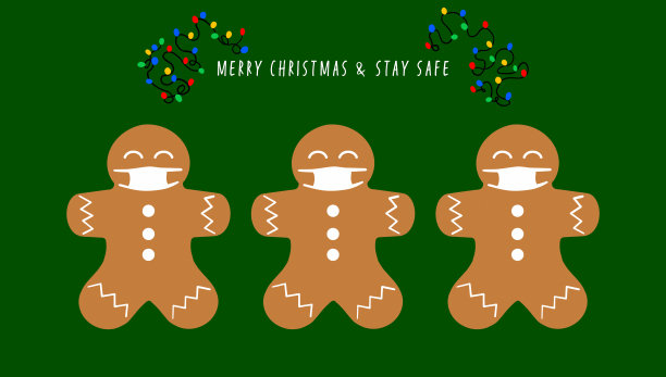 姜饼人在绿色背景。图片下载