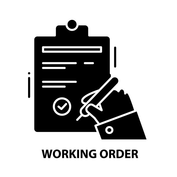 工作秩序符号图标，黑色矢量符号与可编辑的笔触，概念插图图片下载