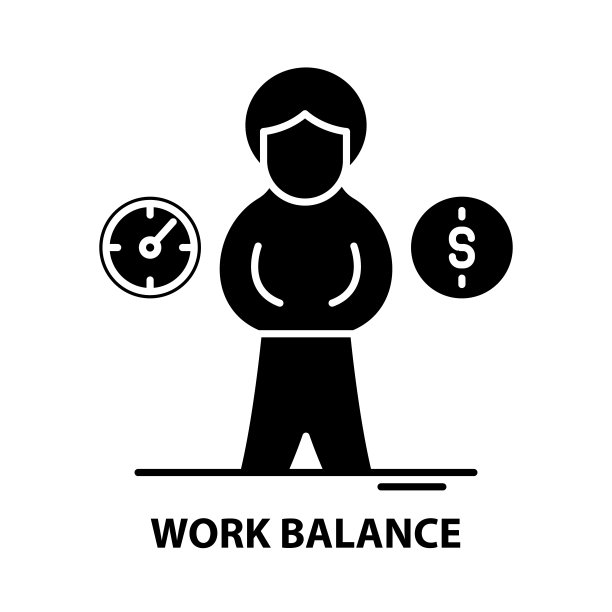 工作平衡图标，黑色矢量符号与可编辑的笔触，概念插图图片下载