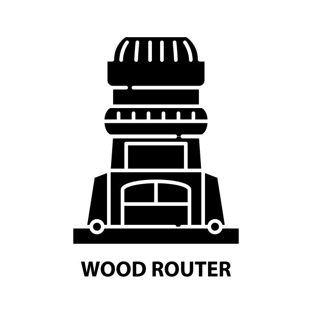 木材路由器图标，黑色矢量符号与可编辑的笔触，概念插图图片下载