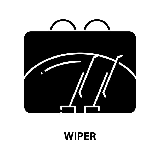 雨刷图标，黑色矢量符号与可编辑的笔触，概念插图图片下载