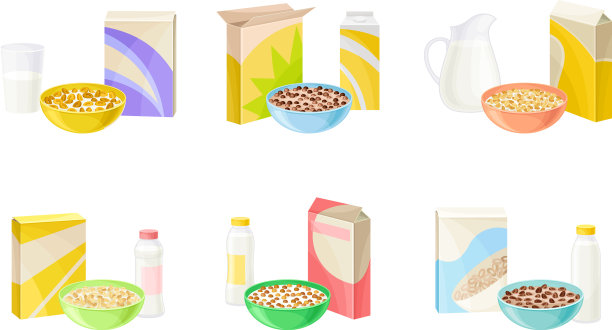 用碗盛牛奶和酸奶的早餐麦片图片下载