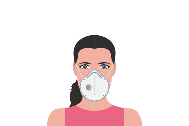 戴防护医用口罩的妇女。冠状病毒- 2019-nCoV的概念。向量图片下载