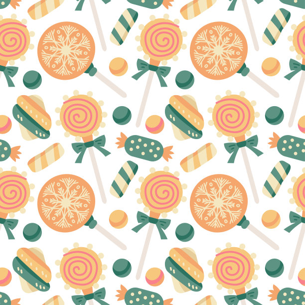 圣诞糖果图案与棉花糖和棒棒糖图片下载