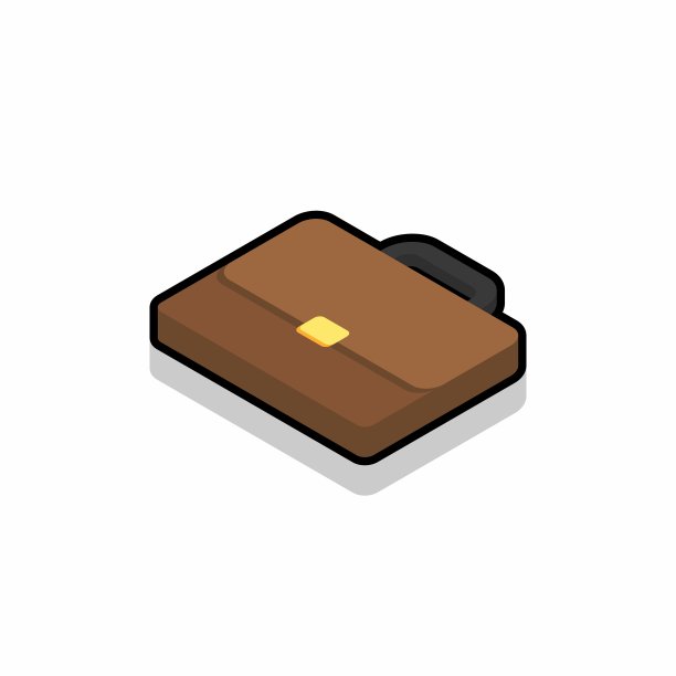 公文包左视图图标矢量等距。图片下载