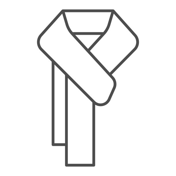 针织围巾细线图标，冬季服装概念，白色背景上的寒冷季节标志的时尚配饰，冬季围巾图标在移动和网页设计的轮廓风格。矢量图形。图片下载