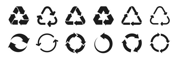 回收图标集。回收标志。旋转箭头包。重用周期。矢量生态图标图片下载
