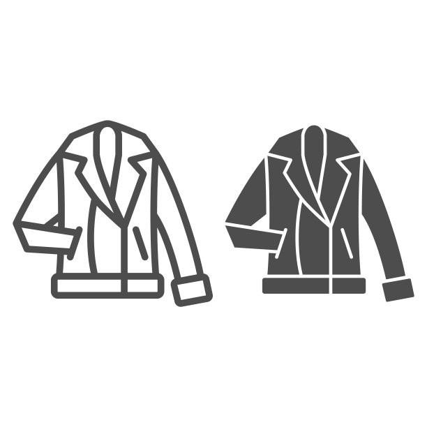 男士冬季外套线和固体图标，冬季服装概念，冬季夹克标志在白色的背景，暖和的外套与翻领图标轮廓风格的移动概念和网页设计。矢量图形。图片下载