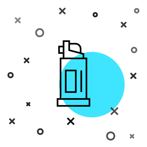 黑线胡椒喷雾图标孤立在白色背景。OC气体。辣椒自卫喷雾剂。随机动态形状。向量图片下载