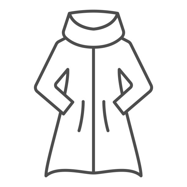 女性外套与暖领细线图标，冬季服装概念，毛皮大衣标志在白色背景，羊皮夹克图标在轮廓风格的移动概念和网页设计。矢量图形。图片下载