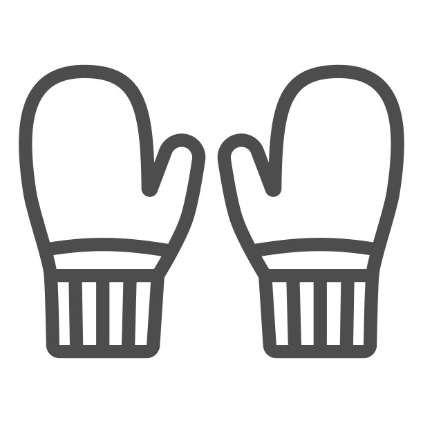 针织连指手套线图标，冬天的衣服概念，冬天的手套标志在白色的背景，在移动和网页设计的轮廓风格的针织圣诞连指手套图标。矢量图形。图片下载