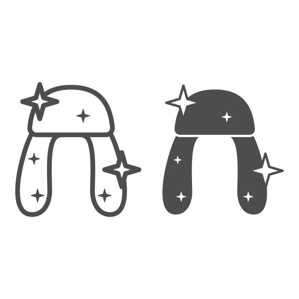 女人皮草帽子线和固体图标，冬季服装概念，冬季头饰标志在白色的背景，帽子与耳朵皮瓣图标轮廓风格的移动概念和网页设计。矢量图形。图片下载