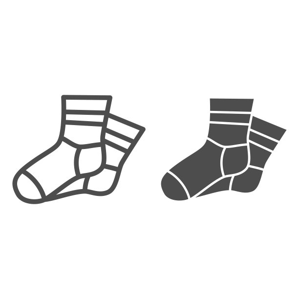 温暖的袜子线和固体图标，冬天的衣服概念，白色背景上的袜子标志，冬季袜子图标在移动概念和网页设计的轮廓风格。矢量图形。图片下载
