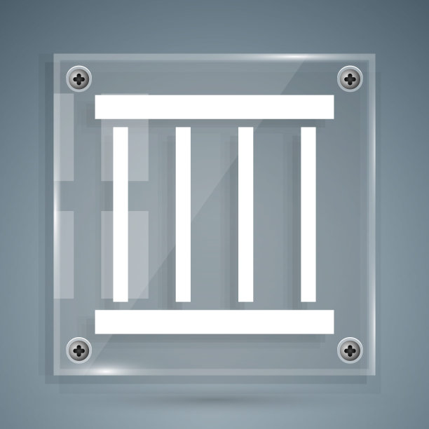 白色监狱窗口图标孤立在灰色背景。方形玻璃面板。向量图片下载