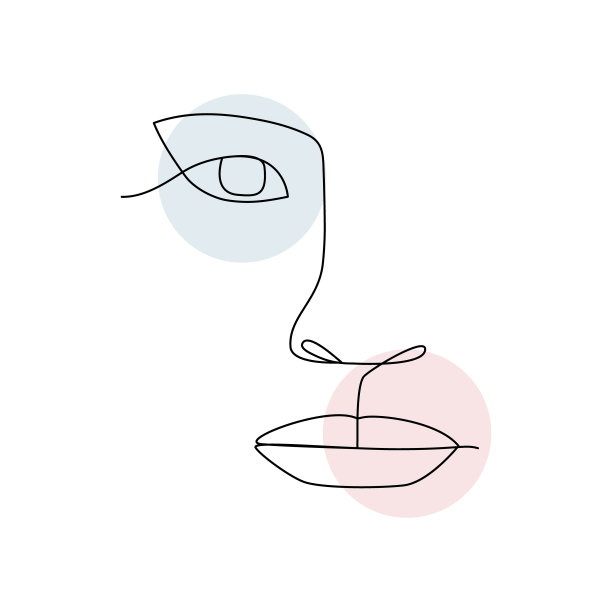 一个线条女人在画脸。图片下载