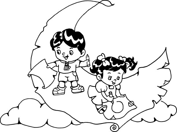 月球上的卡通孩子图片下载