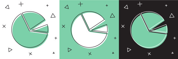 设置饼图信息图图标孤立在白色图片下载