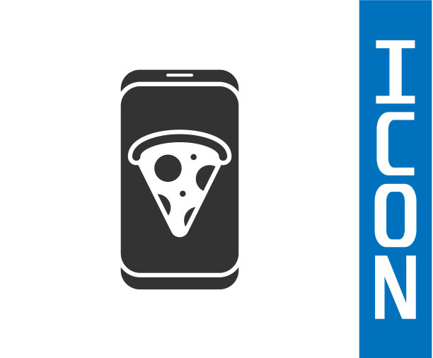 灰色食物订购披萨图标孤立在白色图片下载