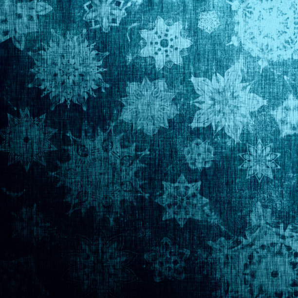 金属蓝色冬季图案与传统元素图片下载