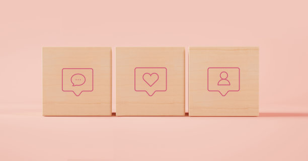 社交媒体木立方体3d渲染图片下载