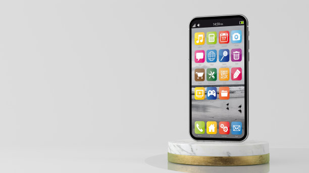 智能手机在最小的黄金和大理石平台图片下载