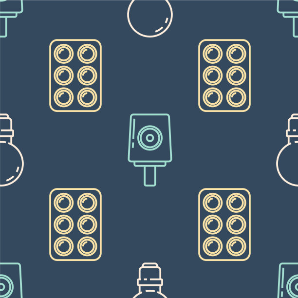 设置线灯泡水彩画在盒和图片下载