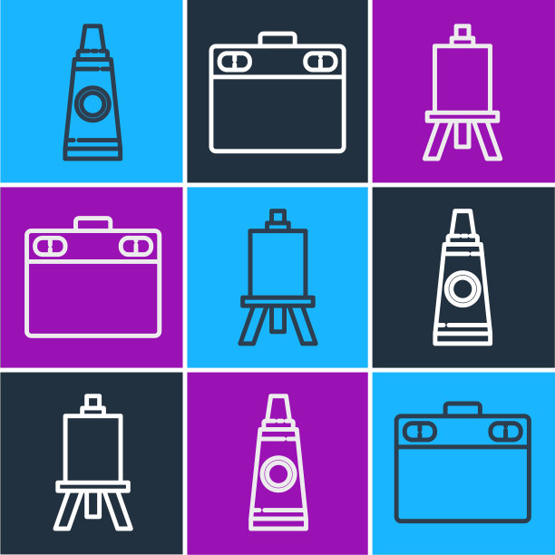 设置线管与油漆调色板画架或图片下载