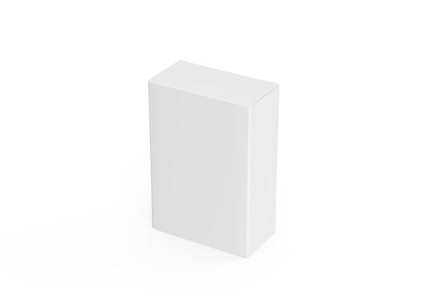 白色空白纸板包装盒模型模板上孤立的白色背景，准备设计展示，3d插图图片下载